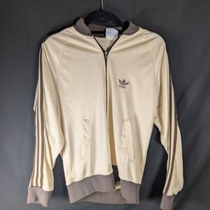 Adidas Cream and Brown Track Jacket -Open To Offers!